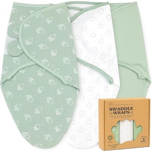 Bublo Baby Swaddles for Newborns – 3-Pack Infant Swaddles 0-3 Months – Adjustable Swaddle Sleep Sack – Soft Organic Cotton Baby Wrap for Safe & Cozy Sleep
