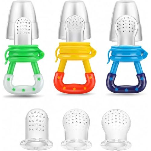 PandaEar 3 Pack Silicone Baby Fruit Feeder, Fresh Food Teether Pacifier