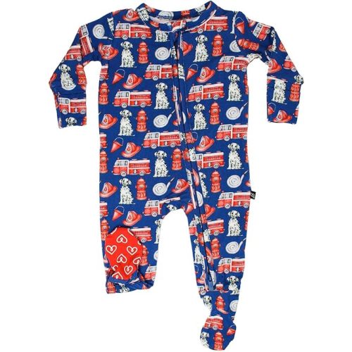 Blue Bamboo Zippered Footie, 2-Way Zip, Sustainable Footie Pajamas, Long Sleeve, Washable, Jumper Design