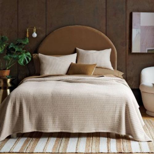 King Jersey Quilt Oatmeal Heather - Threshold™: Knitted Coverlet, Heavyweight, Machine Washable