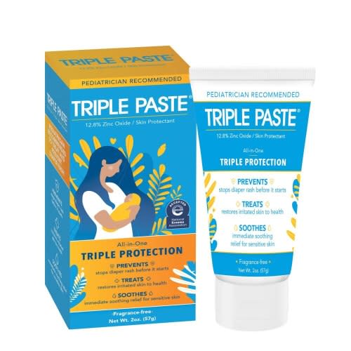 Triple Paste Diaper Rash Cream for Baby - 3 oz Tube - Zinc Oxide Ointment Treats, Soothes and Prevents Diaper Rash - Hypoallergenic Formula with Soothing Botanicals (Pack of 2)
