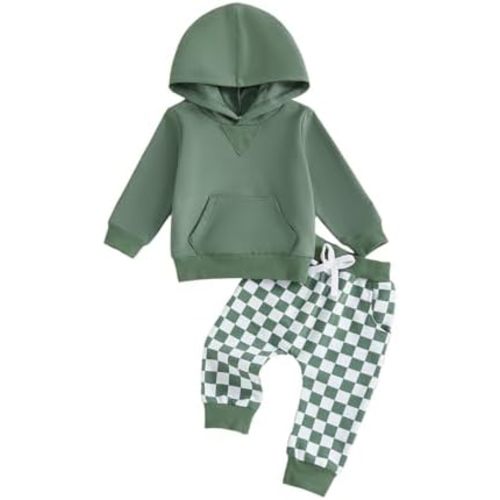 Infant Baby Boy Fall Winter Clothes Outfits Hooded Long Sweatshirt Pants Set Toddler Clothes 6 12 18 24 Months 2T