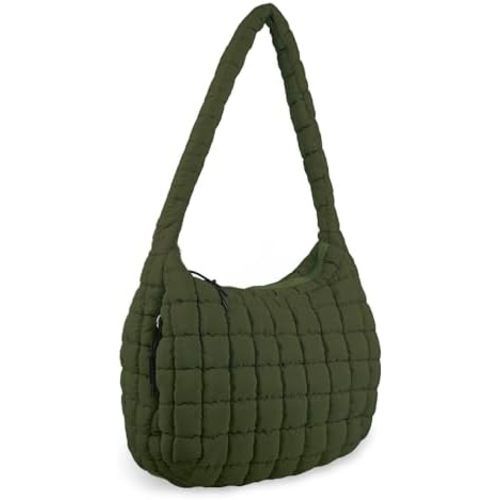 Quilted Puffer Tote Bag Purse Puffy Crossbody Shoulder Bag,Lightweight Nylon Hobo Bag Puffer Carryall Bag for Women Girl