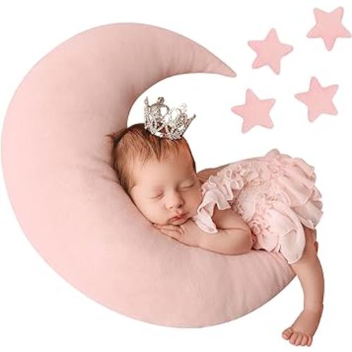 Baby Moon Star Pillow Newborn Posing Pillow Newborn Photography Prop Newborn Photography Posing Pillows Newborn Photography Props Set(Pink)