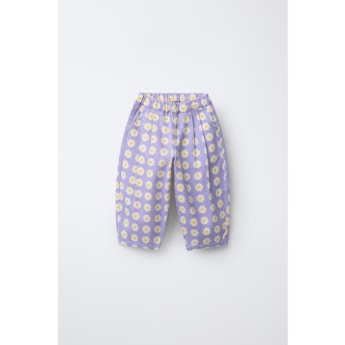 PANTALONI TWILL A PALLONCINO FLOREALE - Lilla | ZARA Italia / Italy