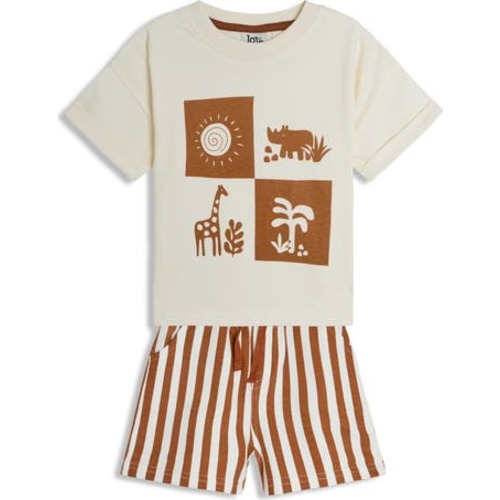 Graphic T-Shirt & Stripe Shorts Set, 6-12M