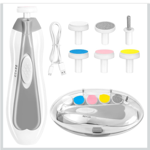 Baby Nail Trimmer Electric, 6 in 1 Rechargeable Baby Nail Clippers Manicure Set Grooming Kit for Toddler Infant or Adults (Grey)