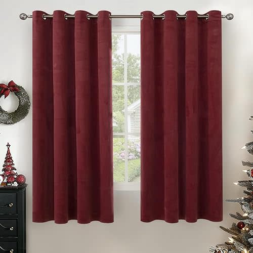 YoungsTex Dark Brown Velvet Curtains 63 Inches Length for Living Room Window, Thermal Insulated Blackout Drapes with Grommet Privacy Fall Decor for Bedroom, 2 Panels, 52 X 63 Inch