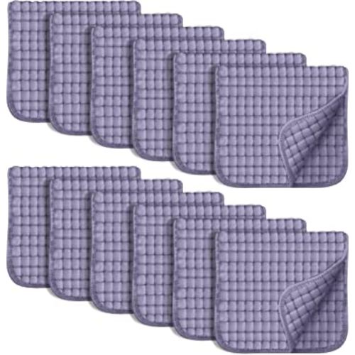 SWEET DOLPHIN 12 Pack Muslin Burp Cloths Large 100% Cotton Hand Washcloths for Baby - Baby Essentials Extra Absorbent and Soft Boys & Girls Milk Spit Up Rags for Newborn Registry - Grey, 20" X10"