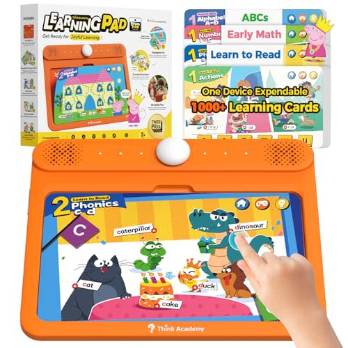 Think Academy Learning Pad - Learn to Read System with Flash Cards Inserted to Learn Alphabet, Numbers, Early Math, Logic, Nature and Daily Life, Educational Toys for 3 4 5 Years Old Boys Girls