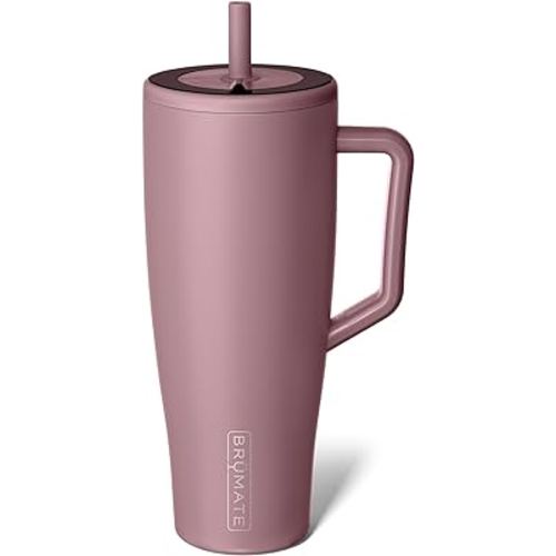 BrüMate Era 40 oz Tumbler with Handle and Straw | 100% Leakproof Insulated Water Bottle Tumbler with Lid and Flexible SoftSip Straw | Made of Stainless Steel | Cup Holder Friendly | 40oz (Rose Taupe)