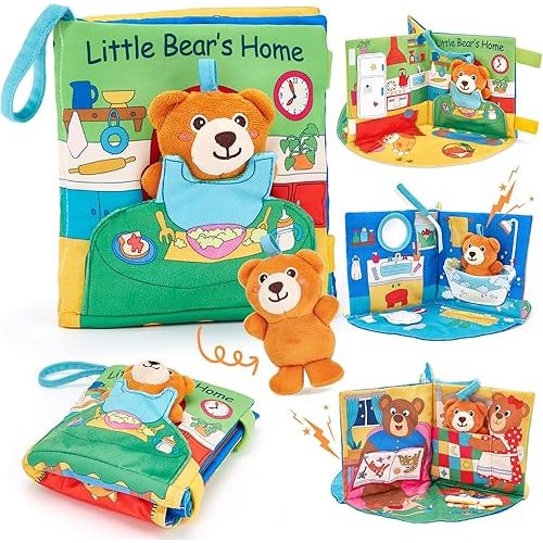 hahaland 3D Busy Book for 0-12 Months Cloth Baby Book Soft Sensory Interactive Activity Books Montessori Toys for 1 Year Old Educational Travel Toy Gifts for 6 9 Months Toddler Baby Girls Boys