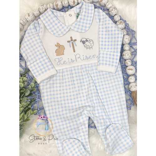 Baby First Easter Outfit/Monogrammed Personalized Footie/Cross, Bunny, Lamb/Baby Shower Gift/Newborn/Embroidered Romper/Sleeper