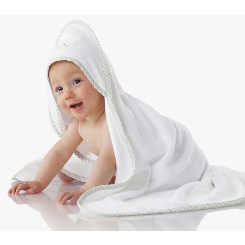 Gingham Baby Hooded Towel in Sage | Pottery Barn Kids