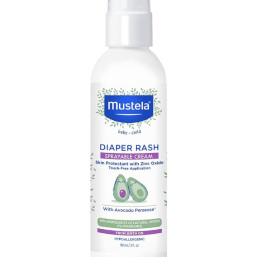 Mustela Baby Diaper Rash Cream Spray – Touch-Free protectant with Zinc Oxide & Natural Avocado - Treats, Soothes and Prevents Diaper Rash- Fragrance-Free - 3 fl. oz