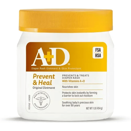 A+D Original Diaper Rash Ointment Prevents & Treats Diaper Rash, Moisturizing Skin Protectant with Vitamins A & D, Healing Skin Ointment for Dry and Cracked Skin 16 oz