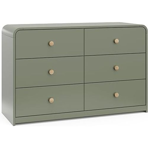 Storkcraft Santos 6 Drawer Dresser (Olive) - Dresser for Nursery, 6 Drawer Dresser, Kids Dresser, Nursery Dresser Drawer Organizer, Chest of Drawers