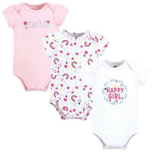 Hudson Baby Infant Girl Cotton Bodysuits, Happy Girl Wreath