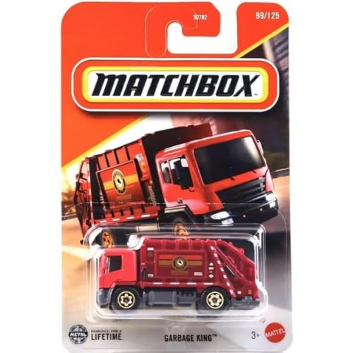 Matchbox Garbage King Dump Truck [Red] 99/125, 1:64 Scale Diecast Toy Vehicle