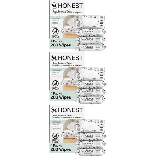 The Honest Company Hypoallergenic Multi-Use Baby Wipes for Sensitive Skin Baby Pattern Play 288 Count (Pack of 3)