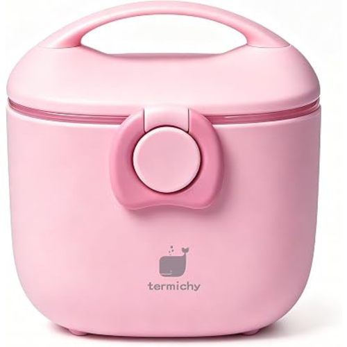 Termichy Baby Formula Dispenser, Portable Milk Powder Dispenser Container with Carry Handle and Scoop for Travel Outdoor Activities with Baby Infant, 8.8OZ, 0.55LB, 250g (Light Pink)