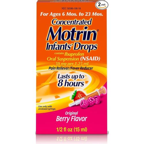 Infants' Motrin Concentrated Drops, Fever Reducer, Ibuprofen, Berry Flavored, 0.5 Oz, 2 Pack