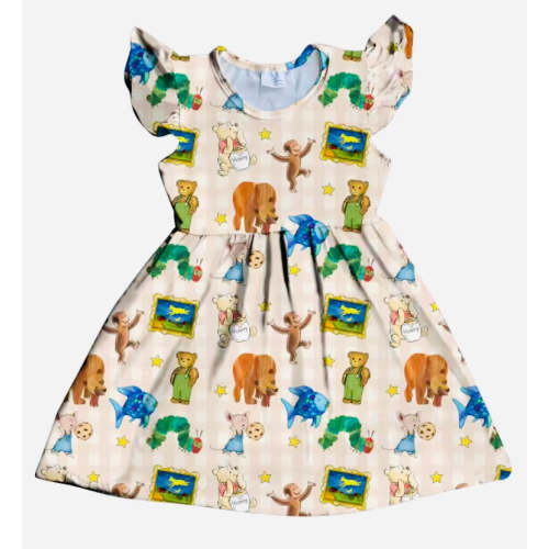 HCK EXCLUSIVE- Classic Children's Books Flutter Sleeve Dress