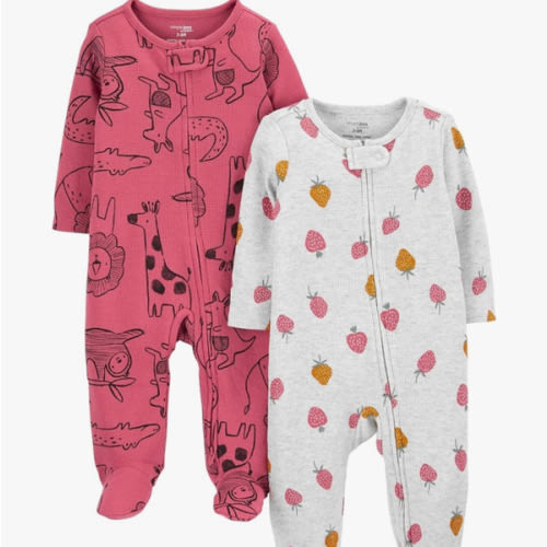 Simple Joys by Carter's baby-girls 2-way Zip Thermal Footed Sleep and Play, Pack of 2
