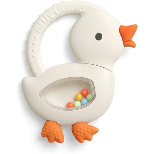 Itzy Ritzy Rattle Teether - Bitzy Shake Silicone Rattle (Goose)
