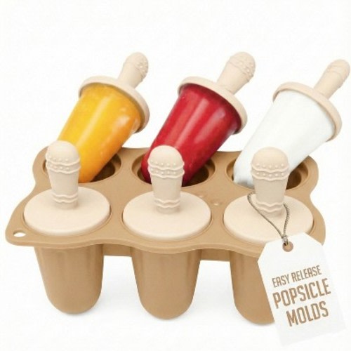 Baby Popsicle Mold, Baby Teething Popsicle Mold Silicone, 6-Cavity Infant & Toddler Ice Pop Molds, Baby Popsicle Teether, BPA-Free, Dishwasher Safe