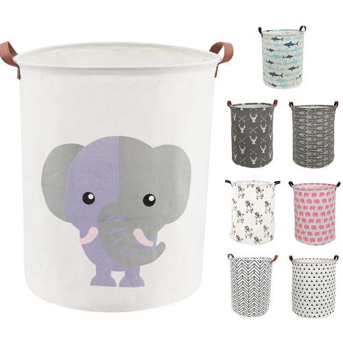 Auchen Kids Elephant Waterproof Laundry Basket, White