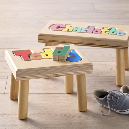Hollow Woodworks Personalized Puzzle Step Stools