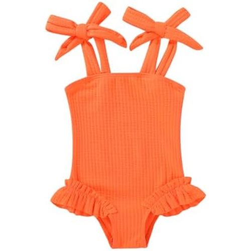 Happy Town Toddler Swimsuit Girl Solid Color Stripe One-Piece Baby Bathing Suits