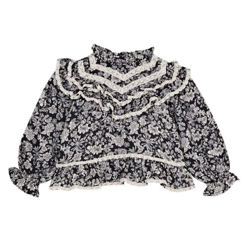 The New Society Baby Lilth Blouse Navy Blue Floral Print