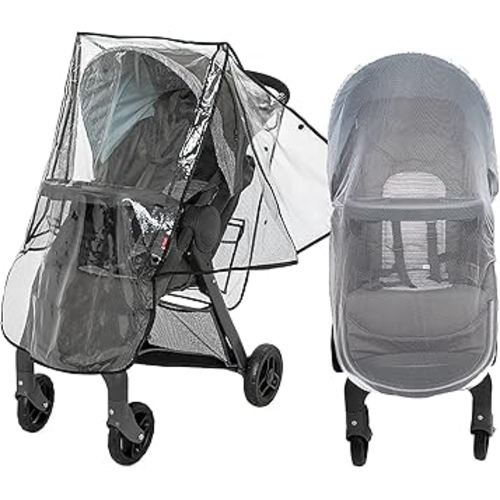 Nuby Eco Clear Stroller Weather Shield/Universal Rain Cover & Mesh Bug Netting Set