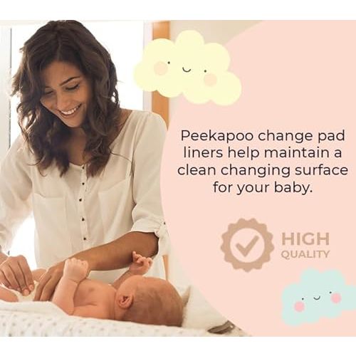 Peekapoo Mini - 100 Pack Disposable Changing Pads for Baby (18 Inches x 16 Inches) Disposable Waterproof Liners, Diaper Changing Pad Protector Mat