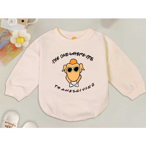 The One Where It&#39;s Thanksgiving Bubble Romper, Friends Turkey Romper, Thanksgiving Turkey Baby Clothing, Infant Baby, Funny Thanksgiving
