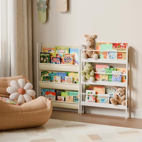 HAVLOTII Kids Bookshelf - Wall Mounted 6-Tier Book Shelf for Kids Rooms
