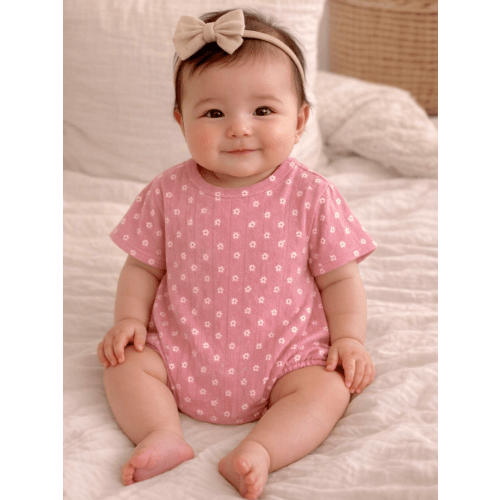 Pink Flower / Organic Pointelle T-Shirt Bubble – SpearmintLOVE