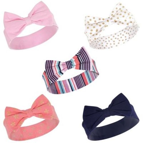 Little Treasure Baby Girls Cotton Headbands 5pk, Sparkle Stripe, One Size