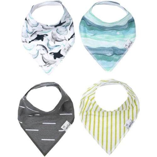 Copper Pearl 4 Pack Soft Cotton Baby Bibs for Drooling and Teething, Absorbent Drool Bibs for Baby Girl and Boy, Adjustable to Fit Newborns to Toddlers, Tons of Styles (Kai)