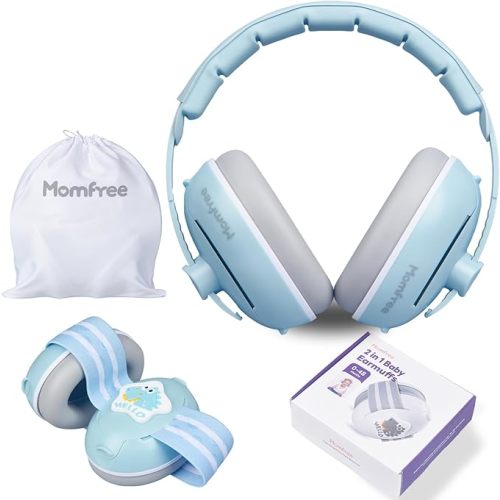 2 in 1 Baby Ear Muffs, Noise Reduction Earmuffs & Adjustable Headband for Baby, Hearing Protection Headphones