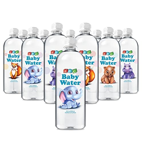ABC Baby Water Premium Distilled Water for Babies - Healthy Purified 16.9 oz Bottles - Formula, Cereal, Milk, Daily Drinking - 12 Pack