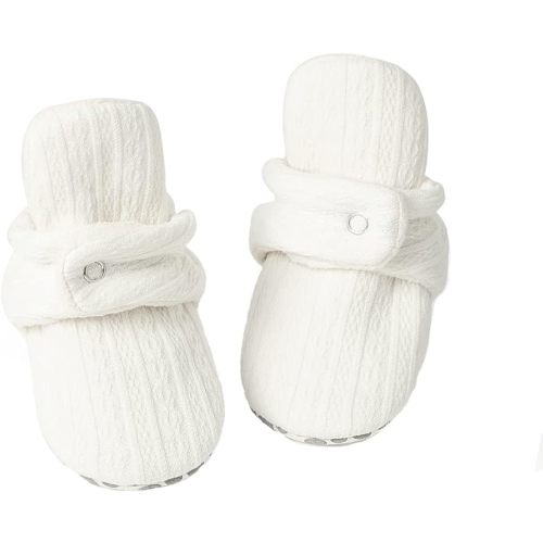 Babelvit Newborn Baby Boy Girl Soft Fleece Booties Stay On Infant Slippers Socks Shoe Non Skid Gripper Toddler First Walkers Winter Ankle Crib Shoes