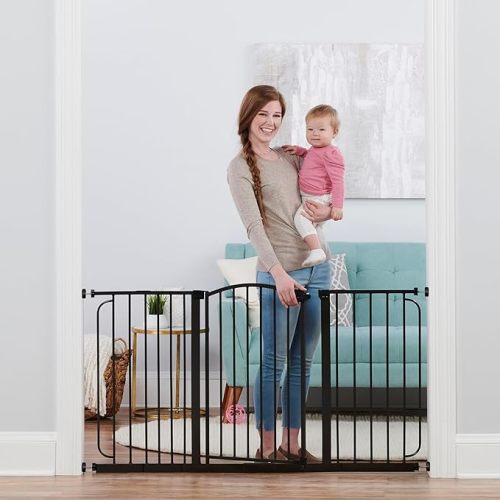 Regalo Safety 58" Extra Wide Arch Baby Gate with Door, Pressure Mount Walk Through Gate for Doorways & Bottom of Stairs, Babies, Toddlers & Pets, Tested & Trusted, American Designed, Family Owned