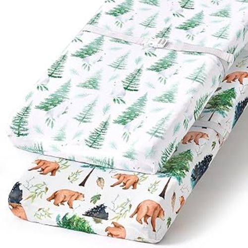 BROLEX Changing Pad Covers for Baby: Boy Girls Ultra Stretchy Soft 2 Pack, Brown Polar Bears