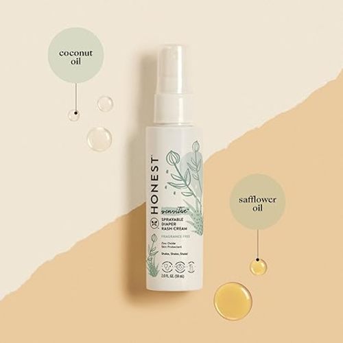 The Honest Company Baby Diaper Rash Cream Spray | Moisturizing + Calming Zinc Oxide | Hypoallergenic, Dermatologist Tested, Cruelty Free | 2 fl oz