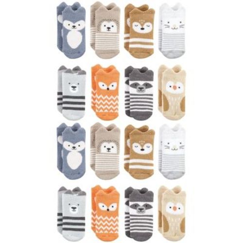 Hudson Baby Cotton Rich Baby Terry Socks 16-Pack, Gray Whale, 0-6 Months