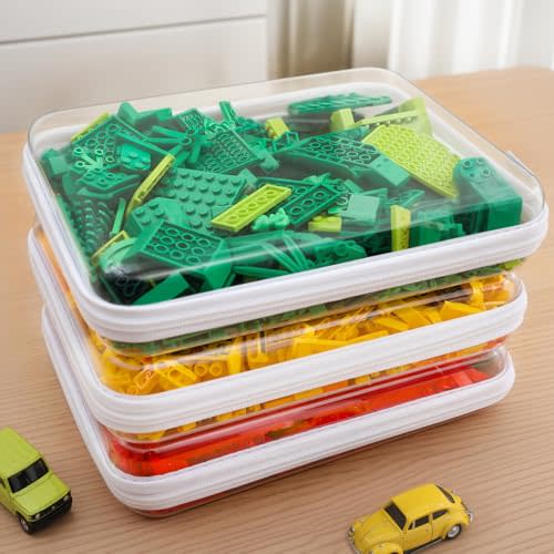 CoiiJoii 3PCS Large Clear Hard Shell Zippered Case, Diaper Bag Organizing Pouches, Waterproof Cosmetic Bag, Kid's Toy Storage Organizer Bins, Pencil Case, Christmas Storage Bins