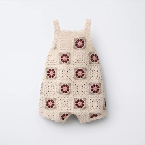 CROCHET FLOWER KNIT OVERALLS - Light beige | ZARA United States